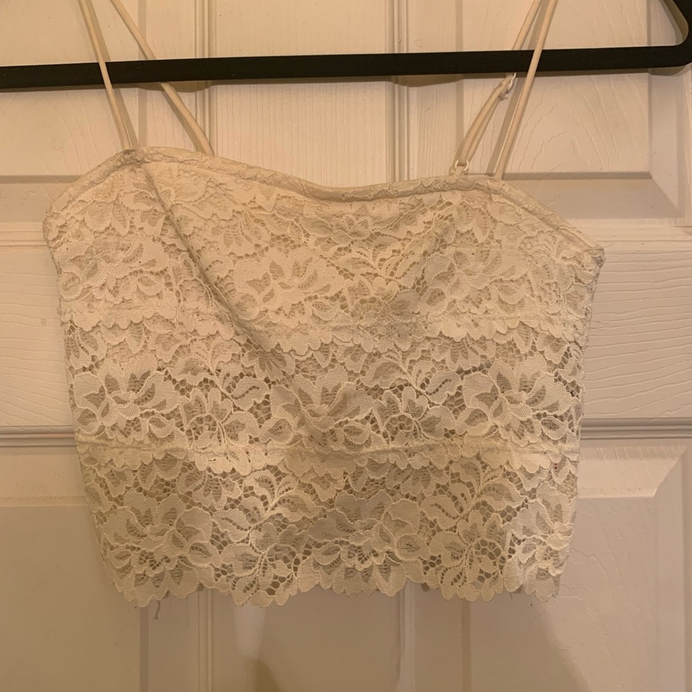 White Out From Under Urban Outfitters Lace Cropped Tank